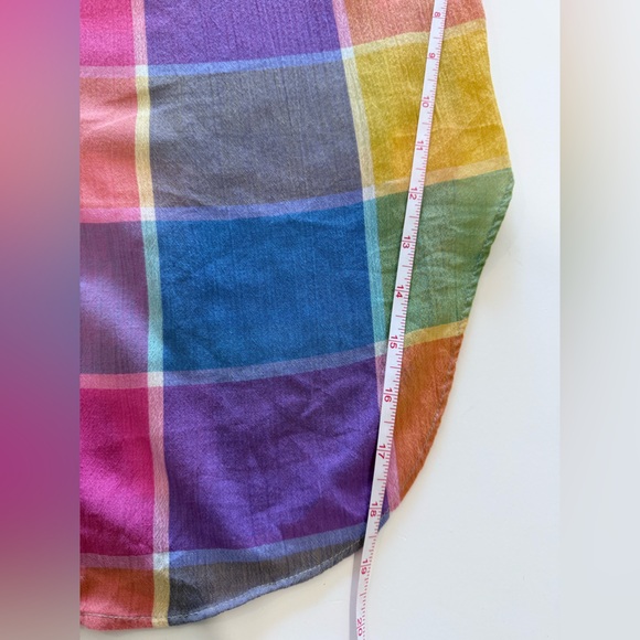 Vintage Colorblock Plaid Button-Up Shirt Size 10 Cottagecore Coastal Grandma - Picture 7 of 7